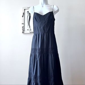 Ann Taylor LOFT Black Cotton Lace Spaghetti Strap Maxi Dress Size 8